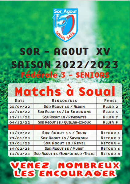 affiche matchs rugby